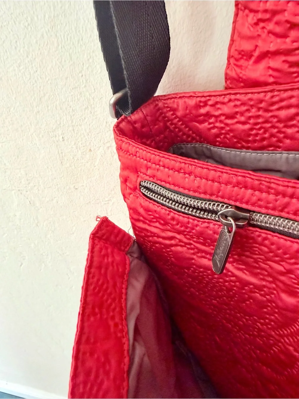 LeSportsac Red Colette Expandable Quilted Messenger Crossbody Bag